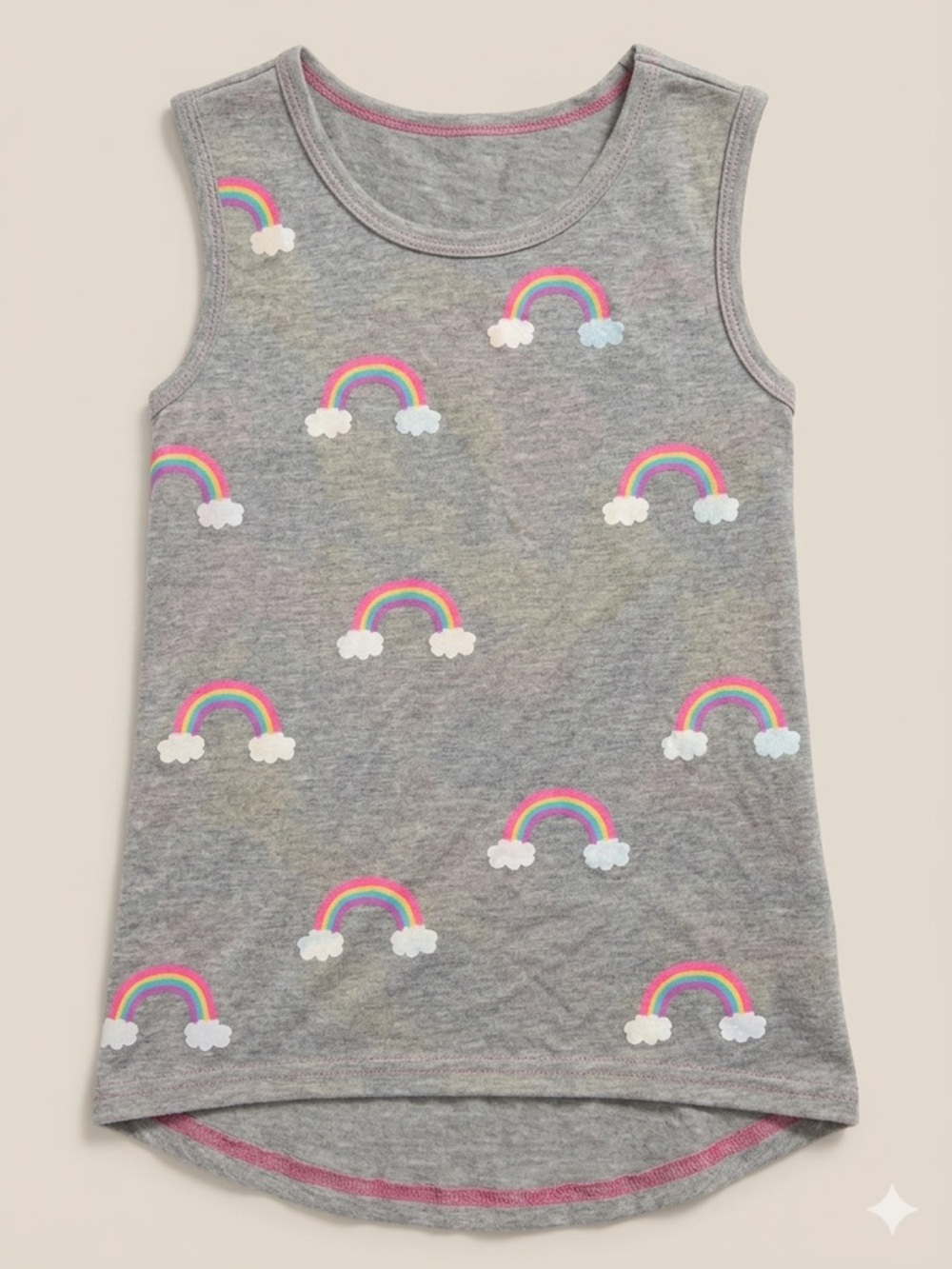 Appaman Grey Tank Top with Multi-Color Rainbow Print